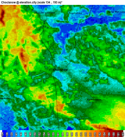 Zoom OUT 2x Chocianów, Poland elevation map