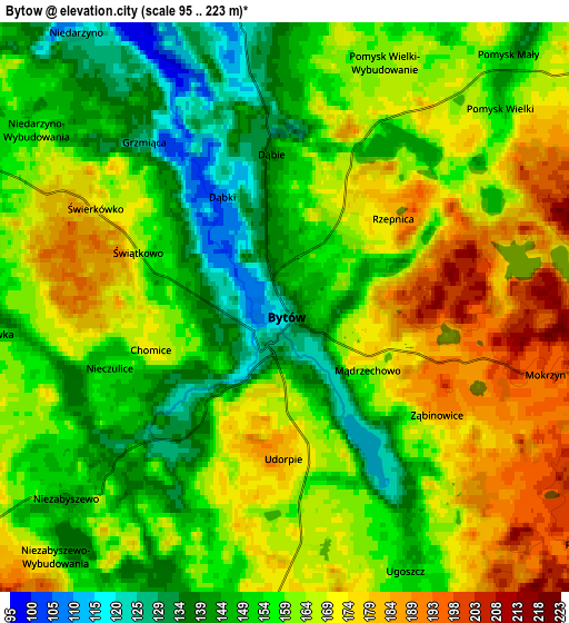 Zoom OUT 2x Bytów, Poland elevation map