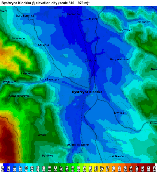 Zoom OUT 2x Bystrzyca Kłodzka, Poland elevation map