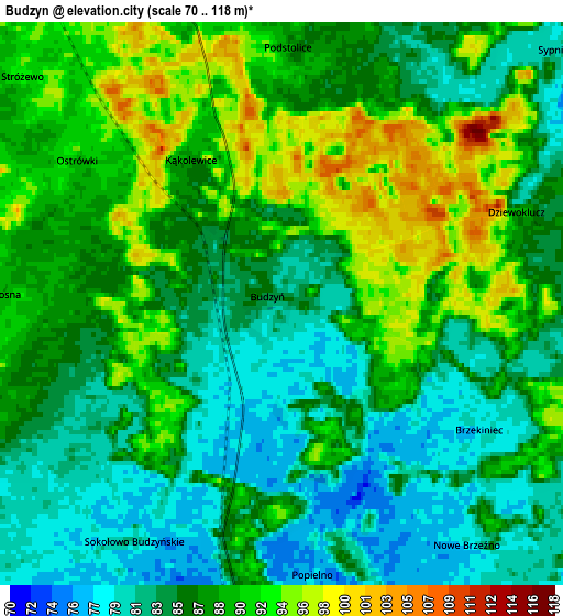 Zoom OUT 2x Budzyń, Poland elevation map