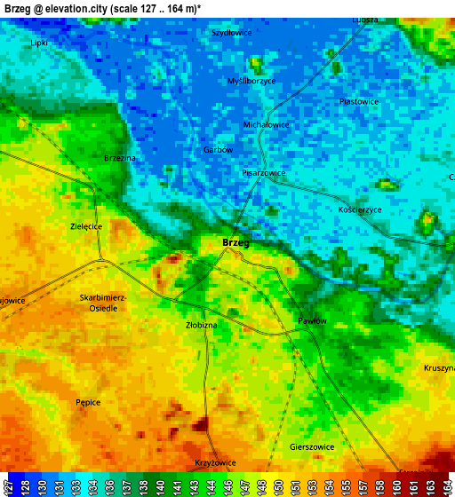 Zoom OUT 2x Brzeg, Poland elevation map