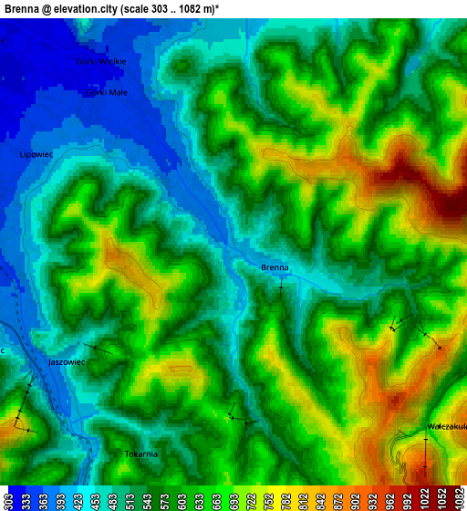 Zoom OUT 2x Brenna, Poland elevation map