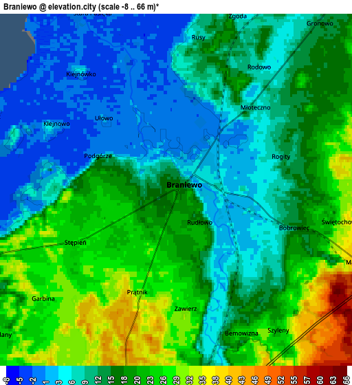 Zoom OUT 2x Braniewo, Poland elevation map