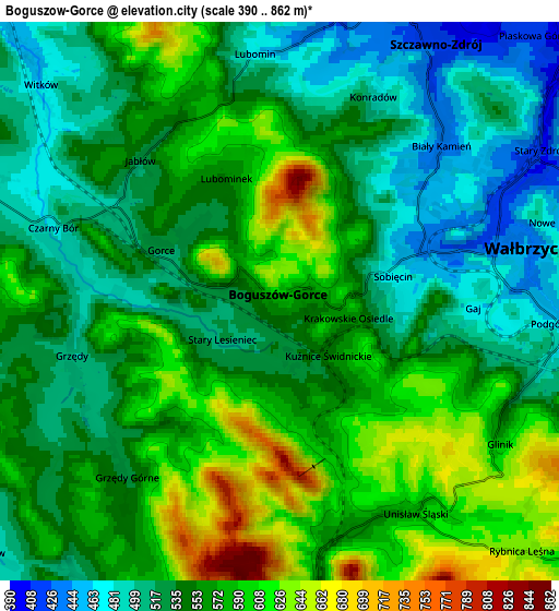 Zoom OUT 2x Boguszów-Gorce, Poland elevation map