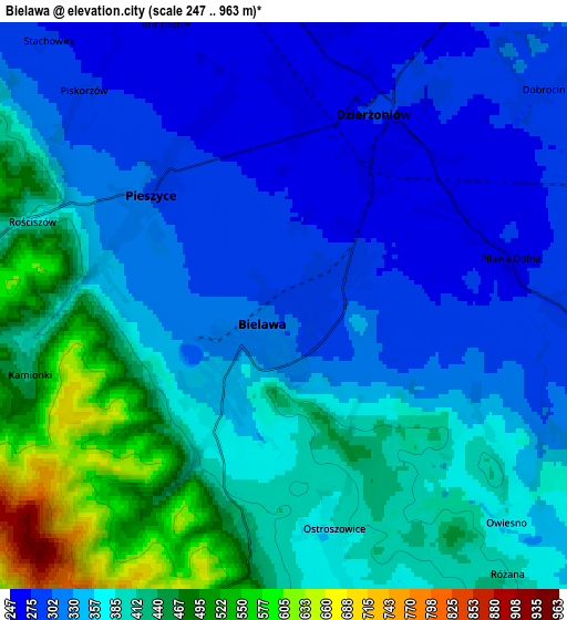 Zoom OUT 2x Bielawa, Poland elevation map