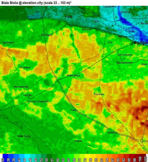 Zoom OUT 2x Białe Błota, Poland elevation map