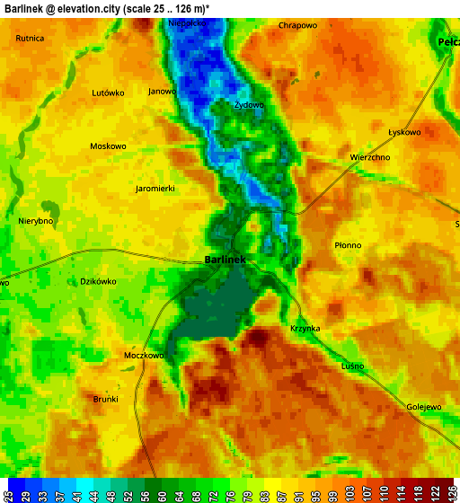 Zoom OUT 2x Barlinek, Poland elevation map