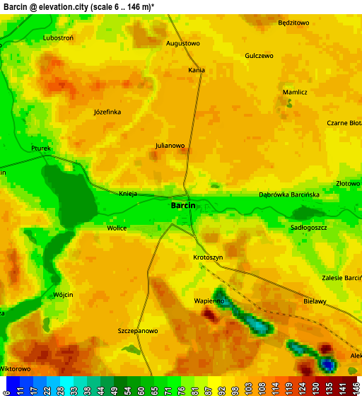 Zoom OUT 2x Barcin, Poland elevation map