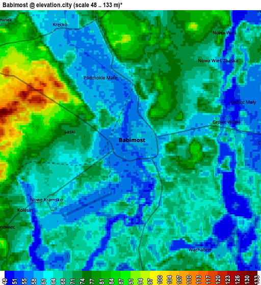 Zoom OUT 2x Babimost, Poland elevation map