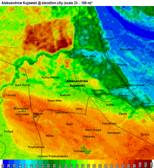 Zoom OUT 2x Aleksandrów Kujawski, Poland elevation map