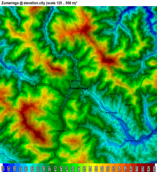 Zoom OUT 2x Zumarraga, Spain elevation map