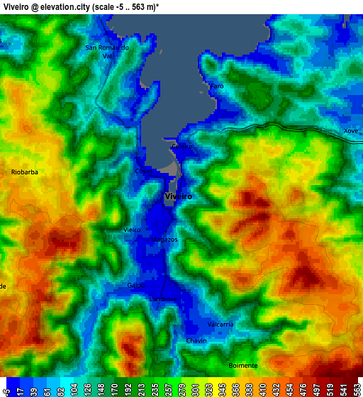 Zoom OUT 2x Viveiro, Spain elevation map