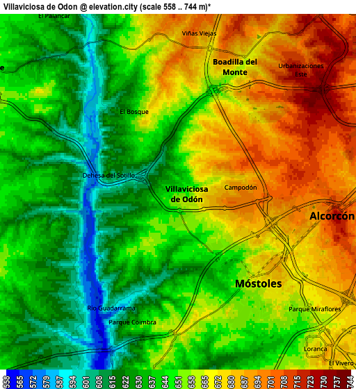 Zoom OUT 2x Villaviciosa de Odón, Spain elevation map