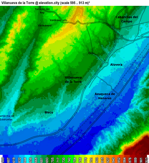 Zoom OUT 2x Villanueva de la Torre, Spain elevation map