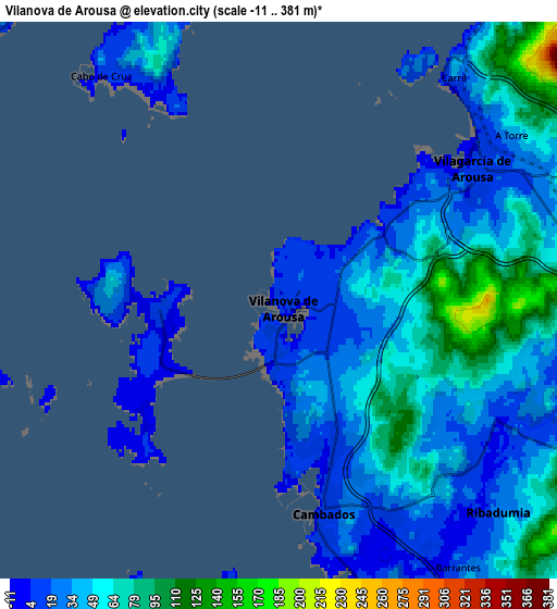 Zoom OUT 2x Vilanova de Arousa, Spain elevation map