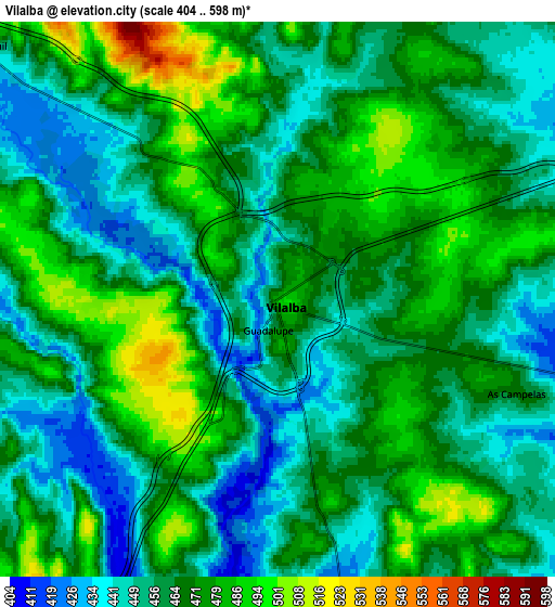 Zoom OUT 2x Vilalba, Spain elevation map