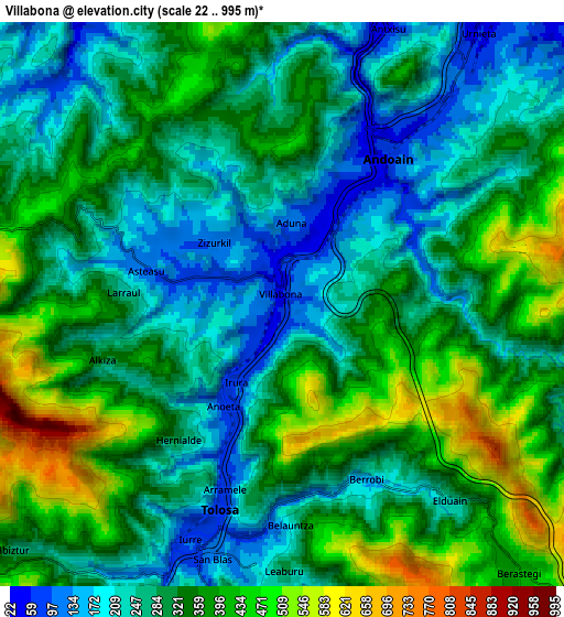 Zoom OUT 2x Villabona, Spain elevation map