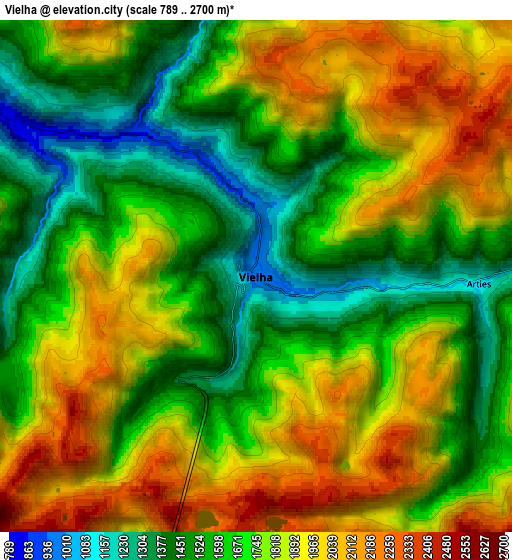 Zoom OUT 2x Vielha, Spain elevation map