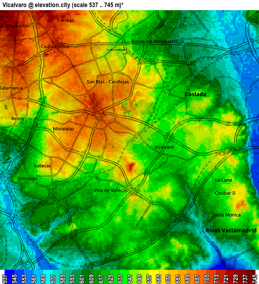 Zoom OUT 2x Vicálvaro, Spain elevation map