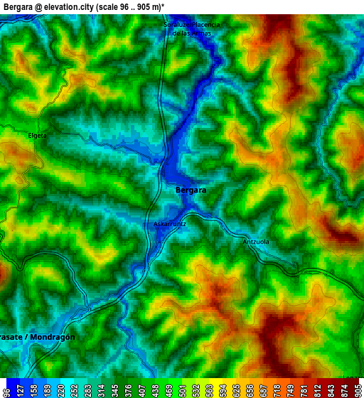 Zoom OUT 2x Bergara, Spain elevation map