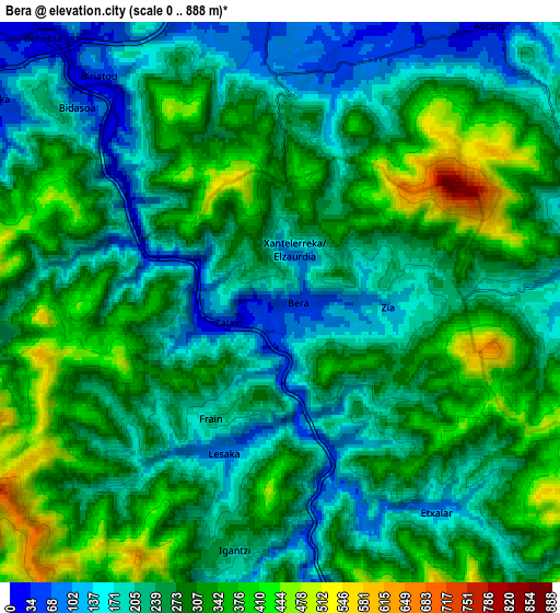 Zoom OUT 2x Bera, Spain elevation map