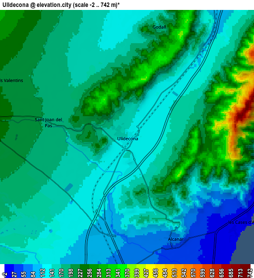 Zoom OUT 2x Ulldecona, Spain elevation map