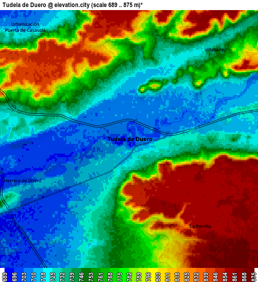 Zoom OUT 2x Tudela de Duero, Spain elevation map