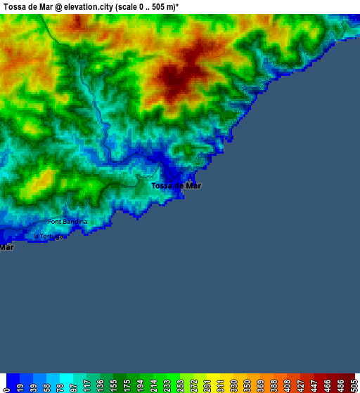 Zoom OUT 2x Tossa de Mar, Spain elevation map