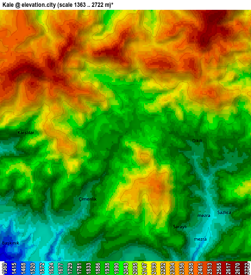 Zoom OUT 2x Kale, Turkey elevation map