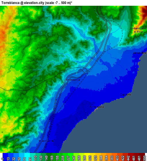 Zoom OUT 2x Torreblanca, Spain elevation map