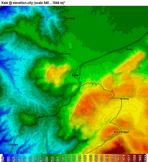 Zoom OUT 2x Kale, Turkey elevation map