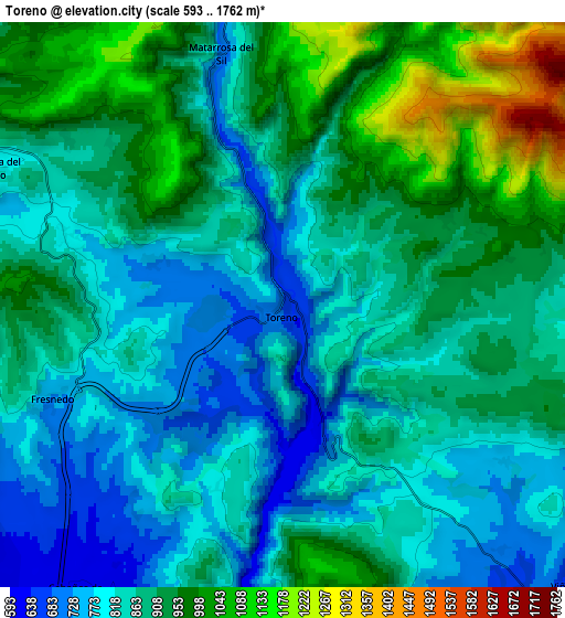 Zoom OUT 2x Toreno, Spain elevation map