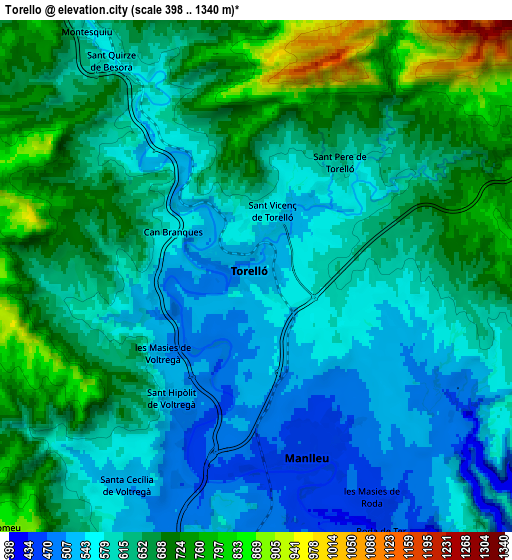 Zoom OUT 2x Torelló, Spain elevation map