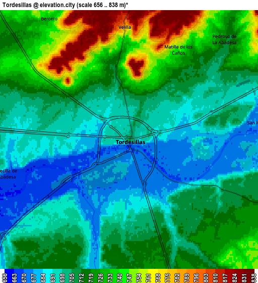 Zoom OUT 2x Tordesillas, Spain elevation map