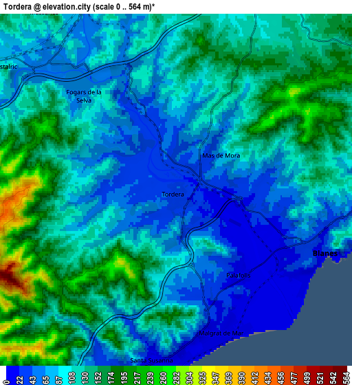 Zoom OUT 2x Tordera, Spain elevation map