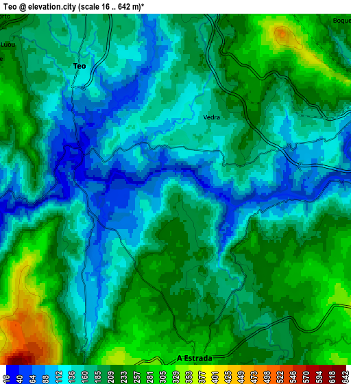 Zoom OUT 2x Teo, Spain elevation map
