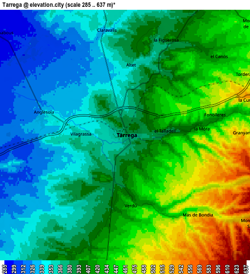 Zoom OUT 2x Tàrrega, Spain elevation map