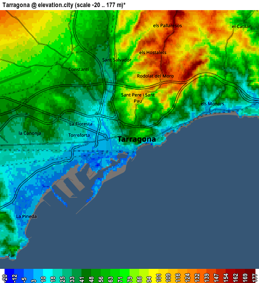 Zoom OUT 2x Tarragona, Spain elevation map