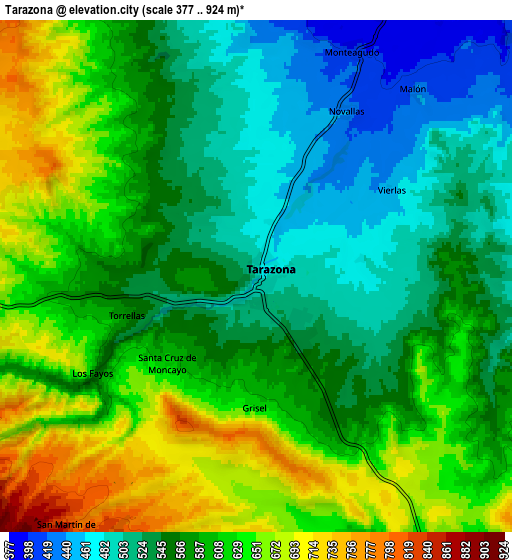 Zoom OUT 2x Tarazona, Spain elevation map