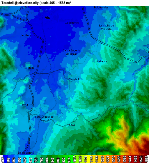 Zoom OUT 2x Taradell, Spain elevation map