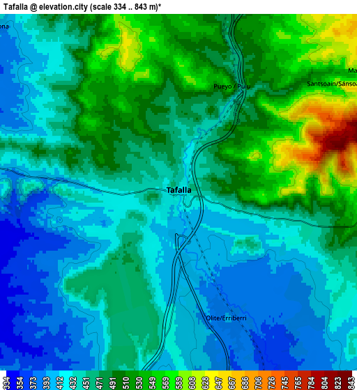 Zoom OUT 2x Tafalla, Spain elevation map