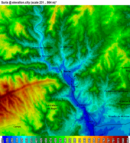 Zoom OUT 2x Súria, Spain elevation map