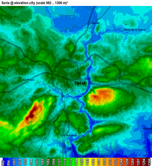 Zoom OUT 2x Soria, Spain elevation map