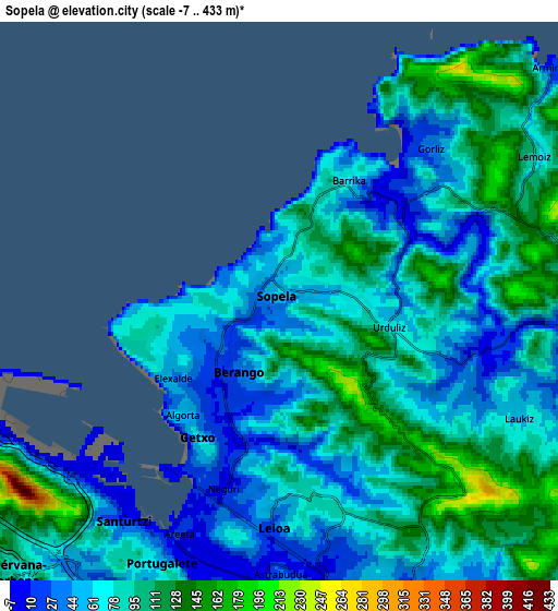 Zoom OUT 2x Sopela, Spain elevation map