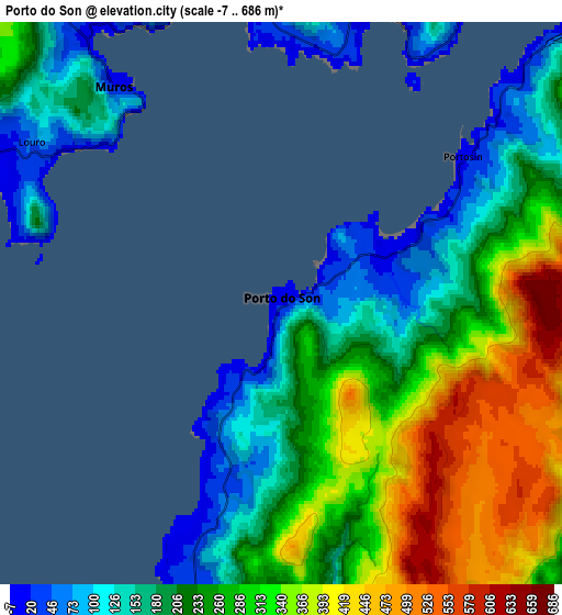 Zoom OUT 2x Porto do Son, Spain elevation map