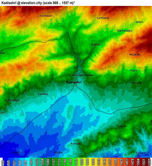 Zoom OUT 2x Kadışehri, Turkey elevation map