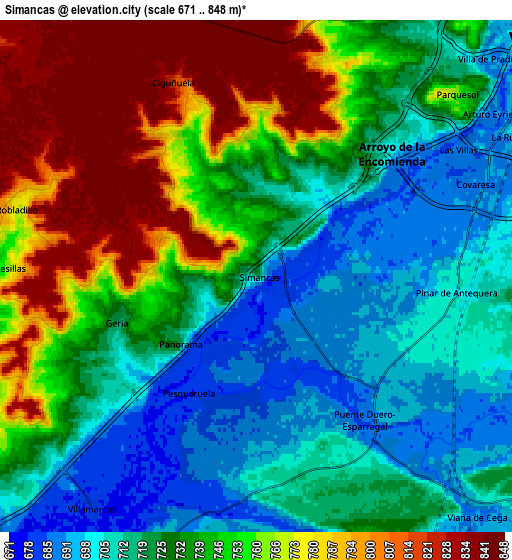 Zoom OUT 2x Simancas, Spain elevation map