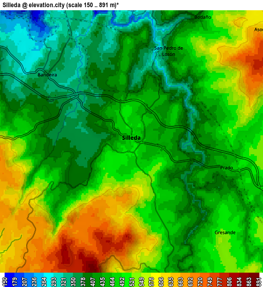 Zoom OUT 2x Silleda, Spain elevation map