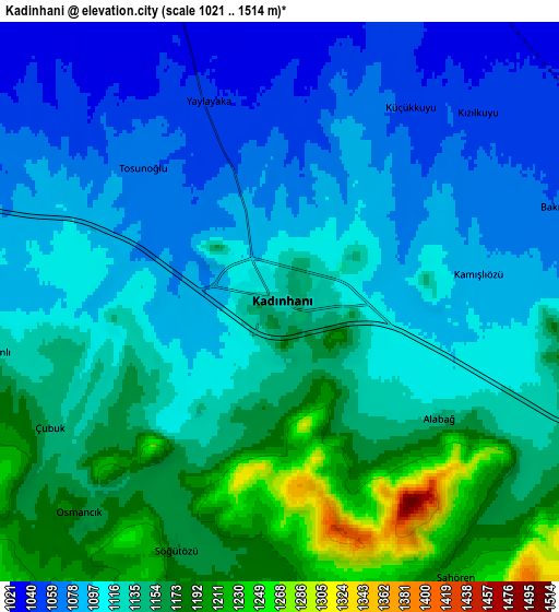 Zoom OUT 2x Kadınhanı, Turkey elevation map