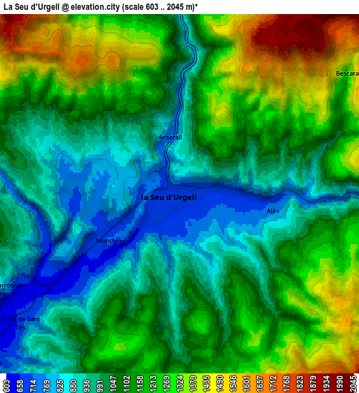 Zoom OUT 2x La Seu d'Urgell, Spain elevation map